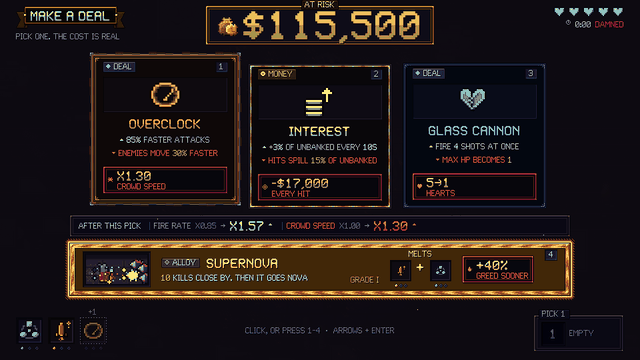 Three cards on offer, each a gift and a bill. Two are melted into a Supernova, and a crowd walks into its ring.